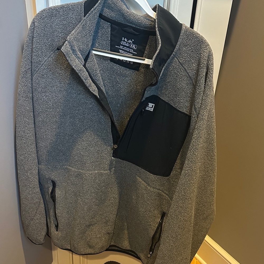 Huk Charcoal and Black Performance Fleece Jacket